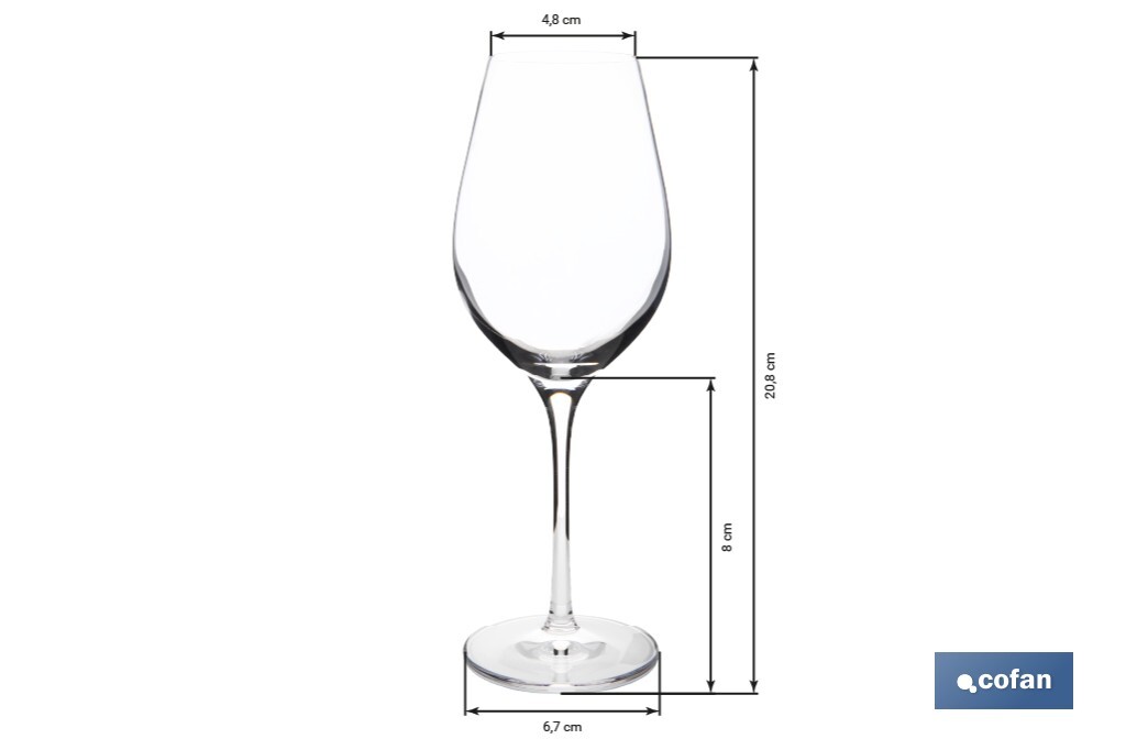 Pack de 6 copas jerezanas de cristal con tallo alto | Capacidad: 30 cl | Copas catavino para degustación - Cofan