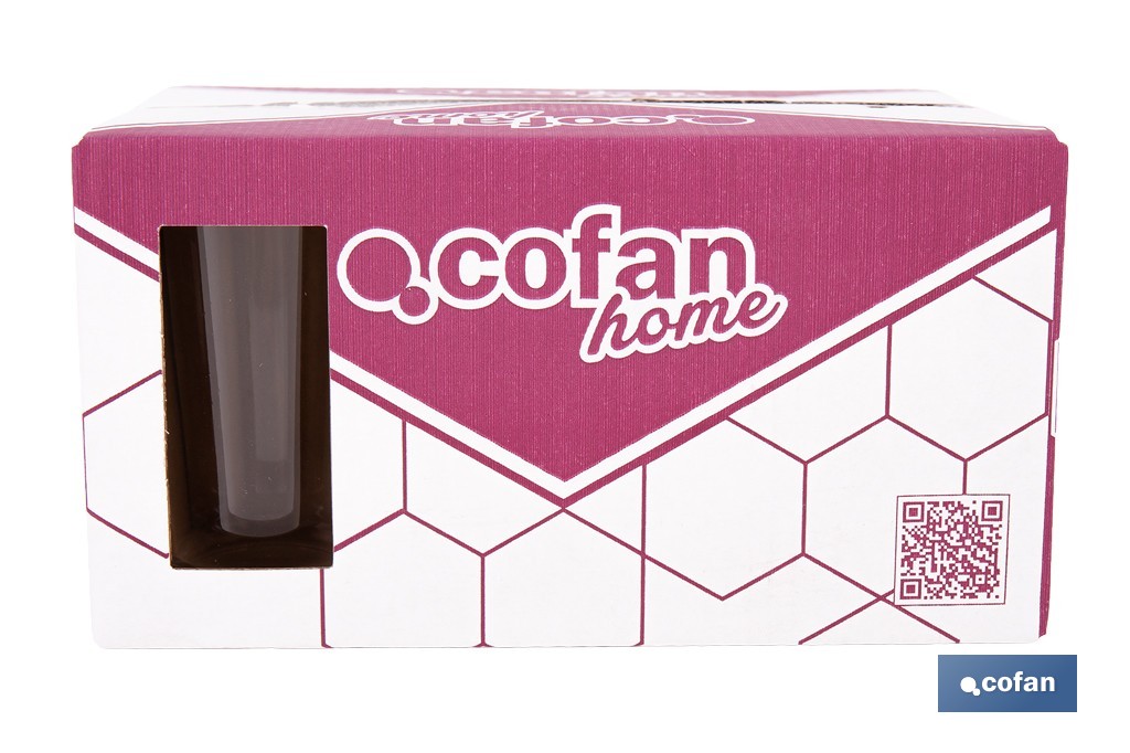 Pack de 6 vasos de caña de vidrio templado | Capacidad: 200 ml | Adecuado para cerveza, agua, refrescos y zumos - Cofan