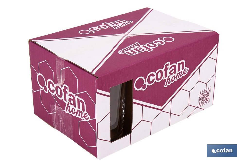 Pack de 6 vasos de caña de vidrio templado | Capacidad: 200 ml | Adecuado para cerveza, agua, refrescos y zumos - Cofan