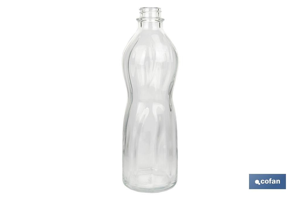 Botella de vidrio transparente con tapón de acero inoxidable | Capacidad: 1 litro - Cofan