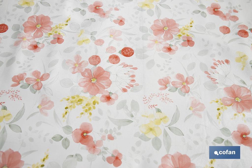 Hule con diseño moderno de flores | Materiales: PVC y polipropileno | Fácil de limpiar | Disponible en diferentes medidas - Cofan