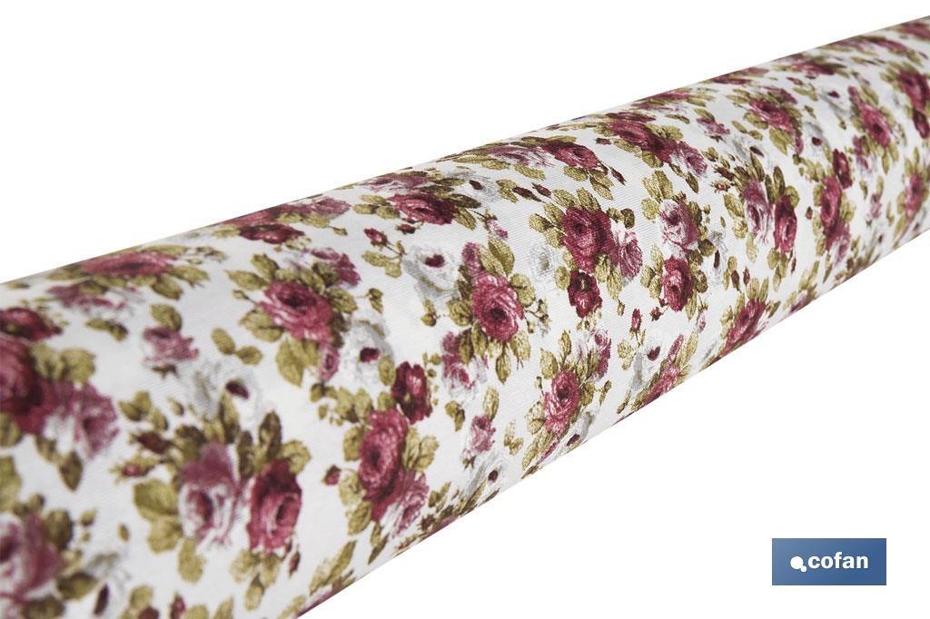 Rollo de mantel antimanchas | Estampado de rosas | Materiales: algodón y poliéster | Fácil de limpiar | Medidas: 1,40 x 25 m - Cofan