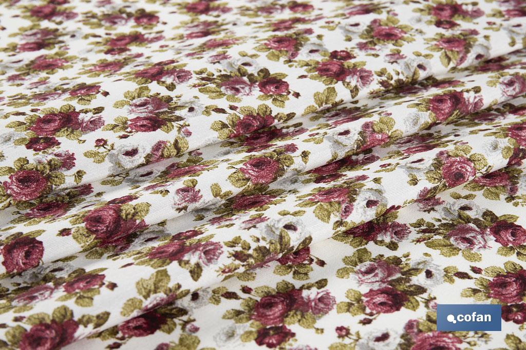 Rollo de mantel antimanchas | Estampado de rosas | Materiales: algodón y poliéster | Fácil de limpiar | Medidas: 1,40 x 25 m - Cofan