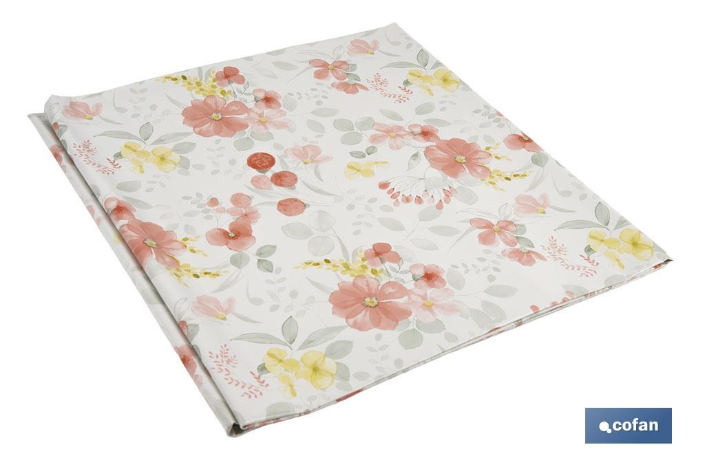 Hule con diseño moderno de flores | Materiales: PVC y polipropileno | Fácil de limpiar | Disponible en diferentes medidas - Cofan