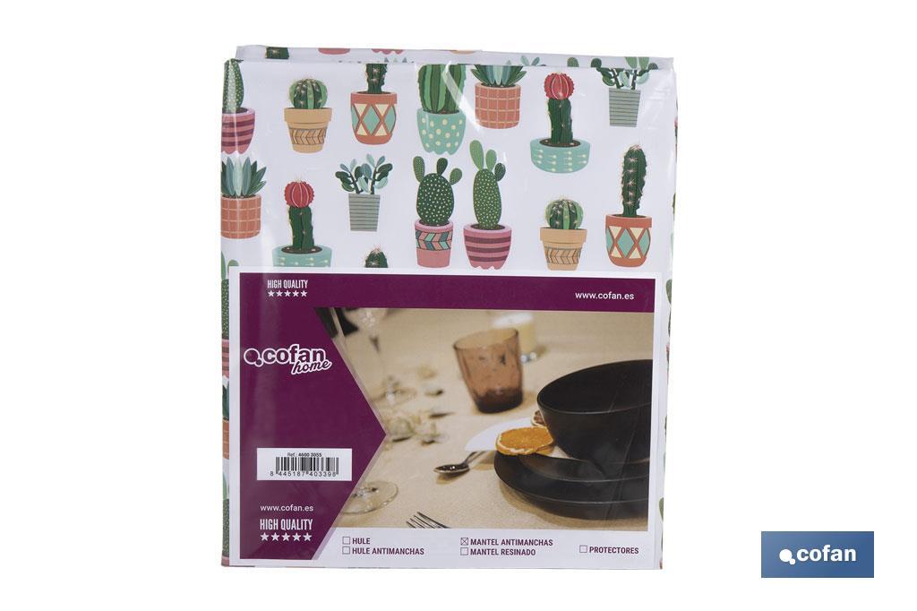 Mantel antimanchas | Estampado de cactus | Materiales: vinilo y poliéster | Impermeable | Fácil de limpiar | Disponible en diferentes medidas - Cofan