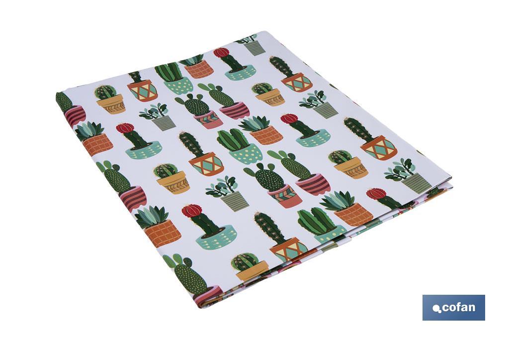 Mantel antimanchas | Estampado de cactus | Materiales: vinilo y poliéster | Impermeable | Fácil de limpiar | Disponible en diferentes medidas - Cofan