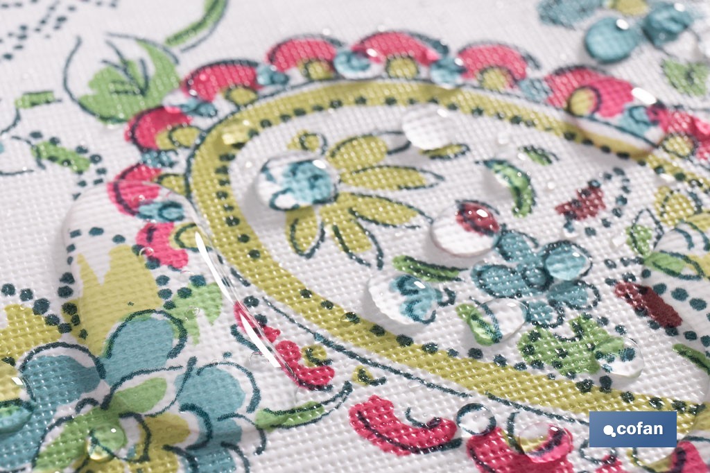 Rollo de hule estampado jardín floral | Materiales: PVC y tela no tejida de polipropileno | Fácil limpieza | Medidas 1,40 x 25 m - Cofan