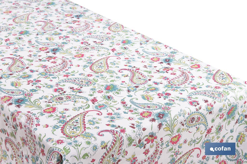 Rollo de hule estampado jardín floral | Materiales: PVC y tela no tejida de polipropileno | Fácil limpieza | Medidas 1,40 x 25 m - Cofan