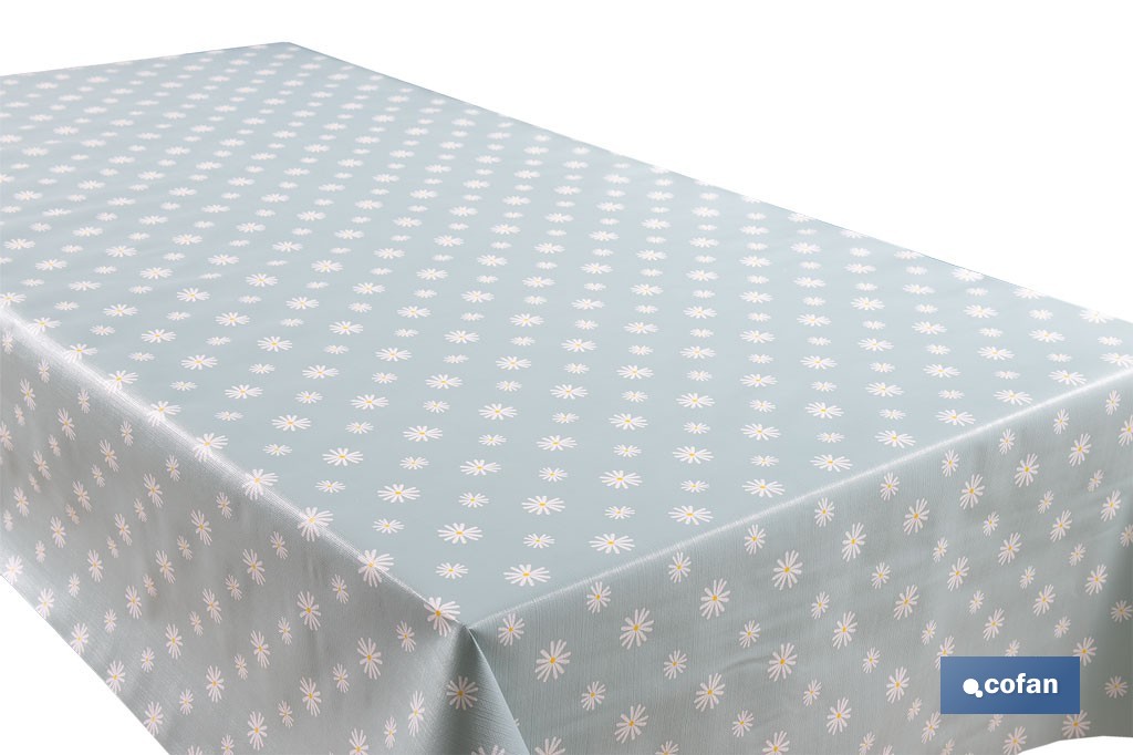 Rollo de hule estampado margarita jade | Materiales: PVC y tela no tejida de polipropileno | Fácil limpieza | Medidas 1,40 x 25 m - Cofan