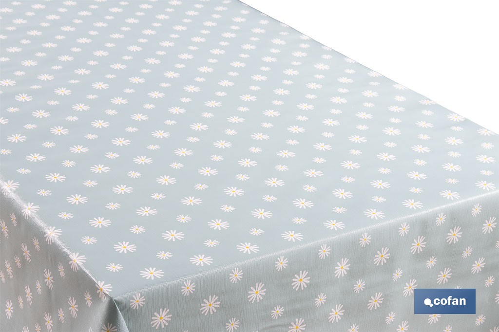 Rollo de hule estampado margarita jade | Materiales: PVC y tela no tejida de polipropileno | Fácil limpieza | Medidas 1,40 x 25 m - Cofan