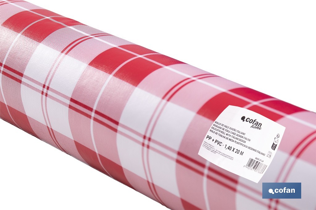 Rollo de hule con diseño campestre e italiano | Materiales: polipropileno y PVC | Gran resistencia a líquidos y manchas | Medidas 1,40 x 20 m - Cofan