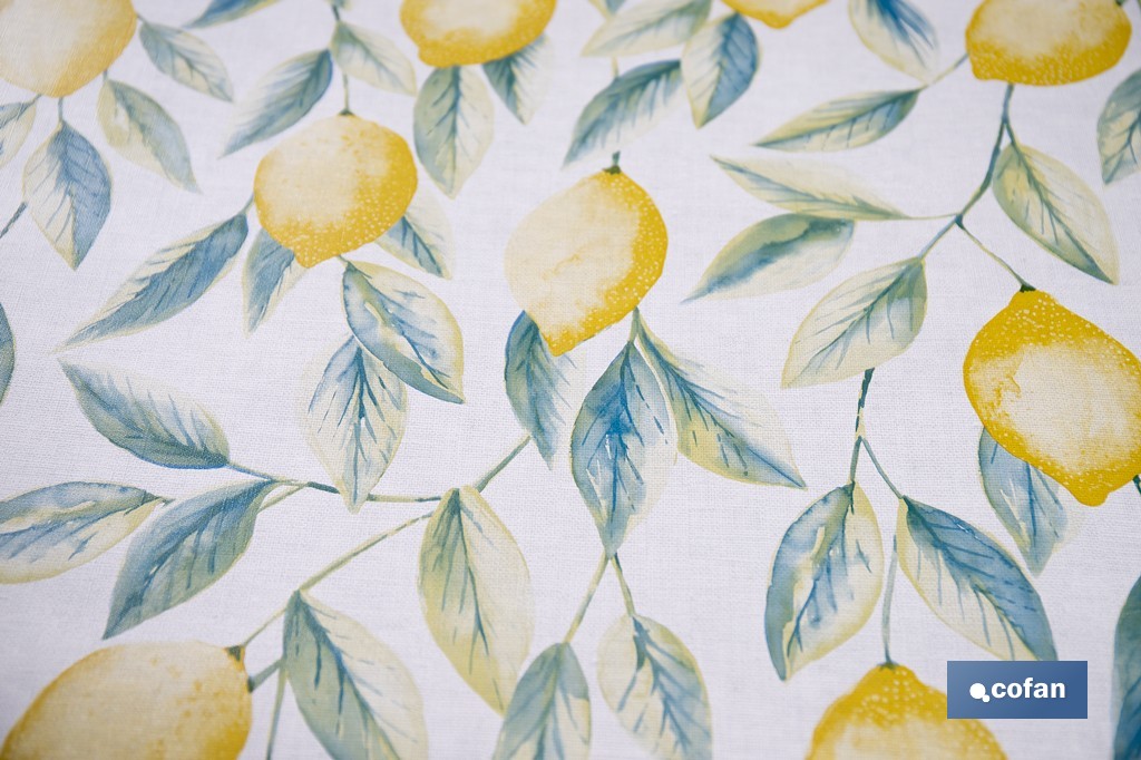 Rollo de hule estampado limones | Materiales: polipropileno y PVC | Gran resistencia a líquidos y manchas | Fácil limpieza | Medidas 1,40 x 20 m - Cofan