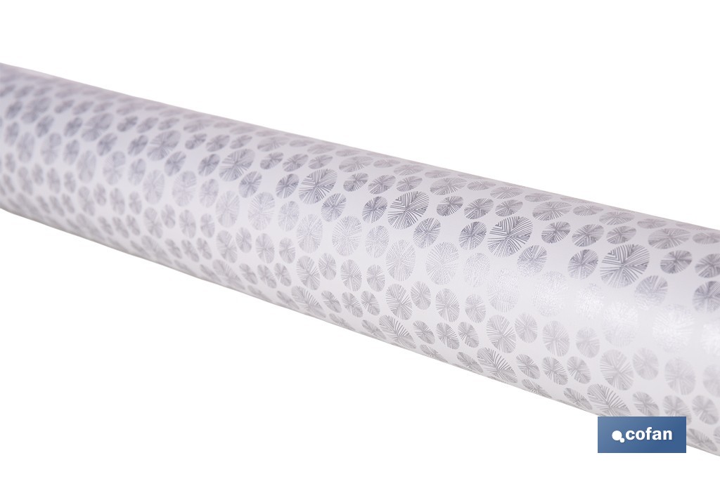 Rollo de hule estampado gris polar | Materiales: polipropileno y PVC | Gran resistencia a líquidos y manchas | Fácil limpieza | Medidas 1,40 x 20 m - Cofan