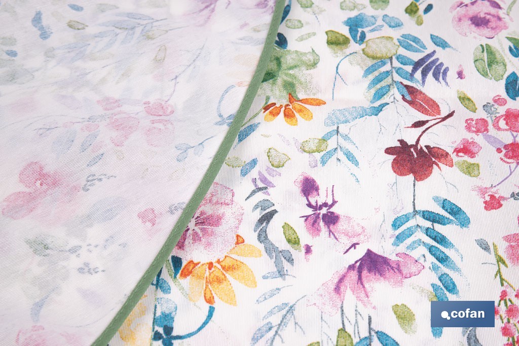 Mantel antimanchas resinado diseño prado silvestre | Materiales: 50 % algodón y 50 % poliéster | Fácil de limpiar | Mantel redondo de 1,40 m - Cofan