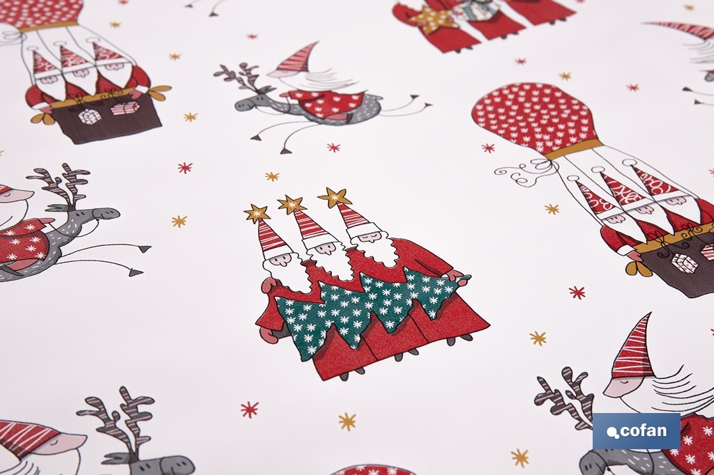 Rollo de hule para mesa con estampado navideño | Diseño de renos - Cofan