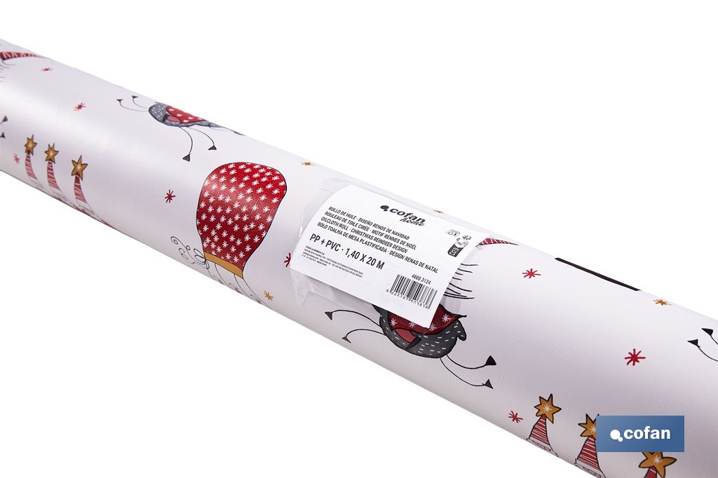Rollo de hule para mesa con estampado navideño | Diseño de renos - Cofan