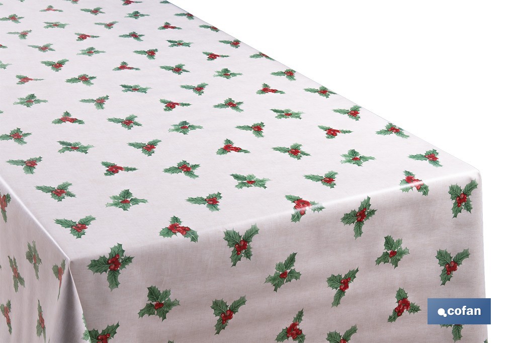 Rollo de hule para mesa con estampado navideño | Diseño de acebo - Cofan