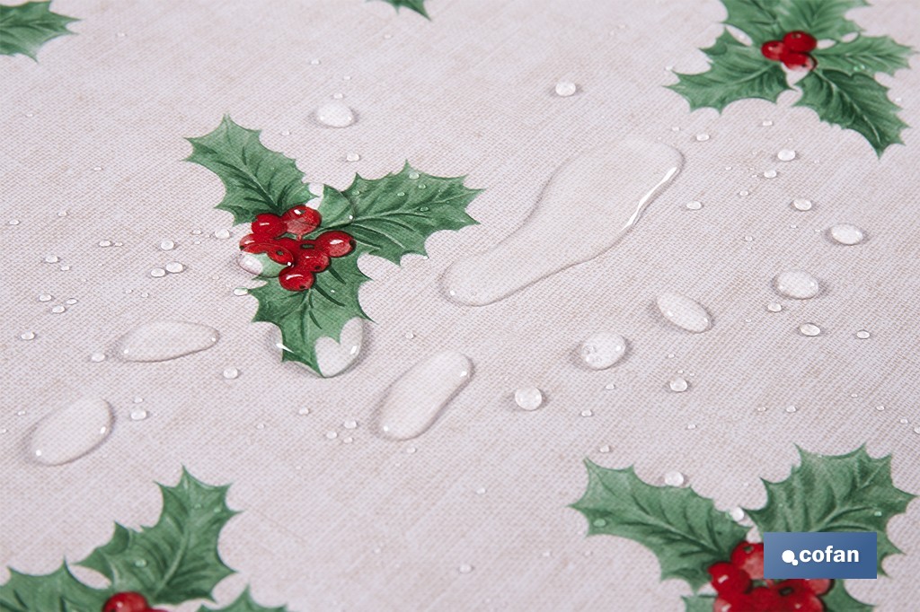 Rollo de hule para mesa con estampado navideño | Diseño de acebo - Cofan