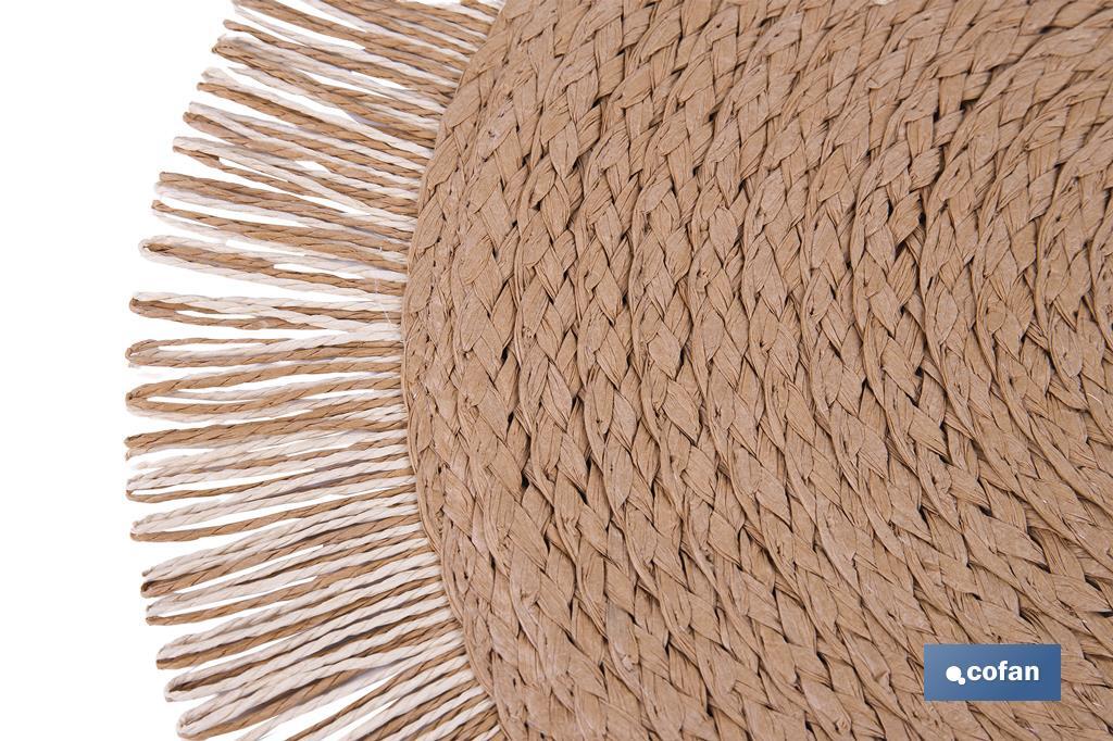 Bajoplatos redondos con flecos decorativos | Disponibles en diferentes colores | Packs de 6 salvamanteles individuales | Diámetro: 38 cm - Cofan