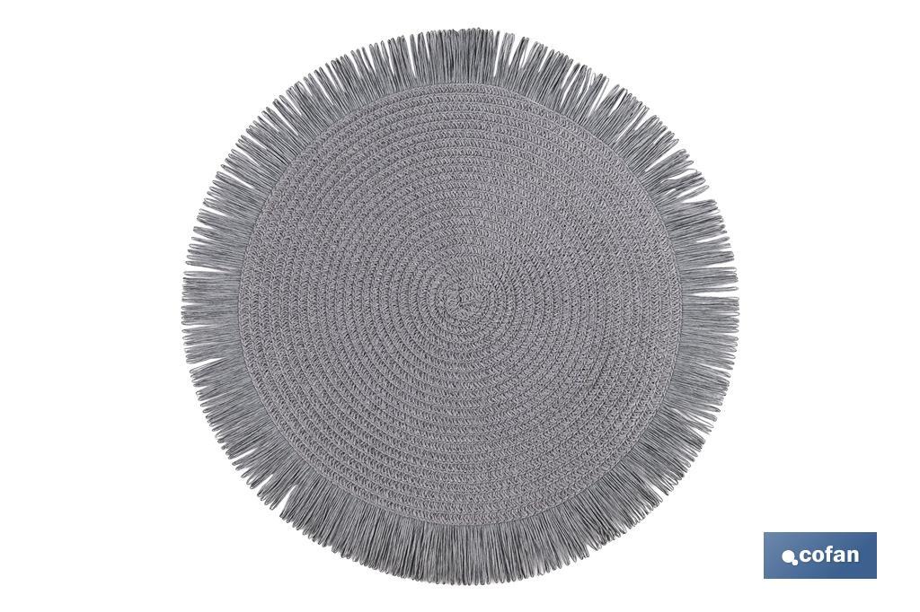 Bajoplatos redondos con flecos decorativos | Disponibles en diferentes colores | Packs de 6 salvamanteles individuales | Diámetro: 38 cm - Cofan