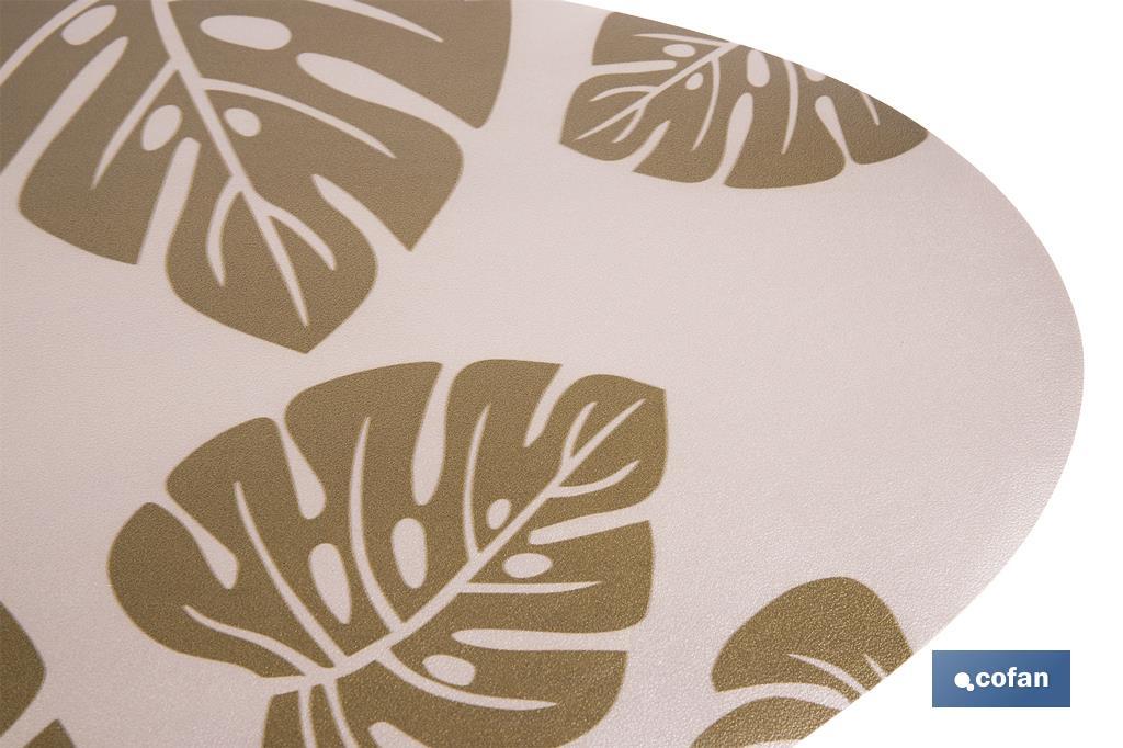 Bajoplato triangular con estampado de hojas | Pack de 6 salvamanteles individuales | Color: marrón | Material: PVC | Medidas: 45 x 36 cm - Cofan