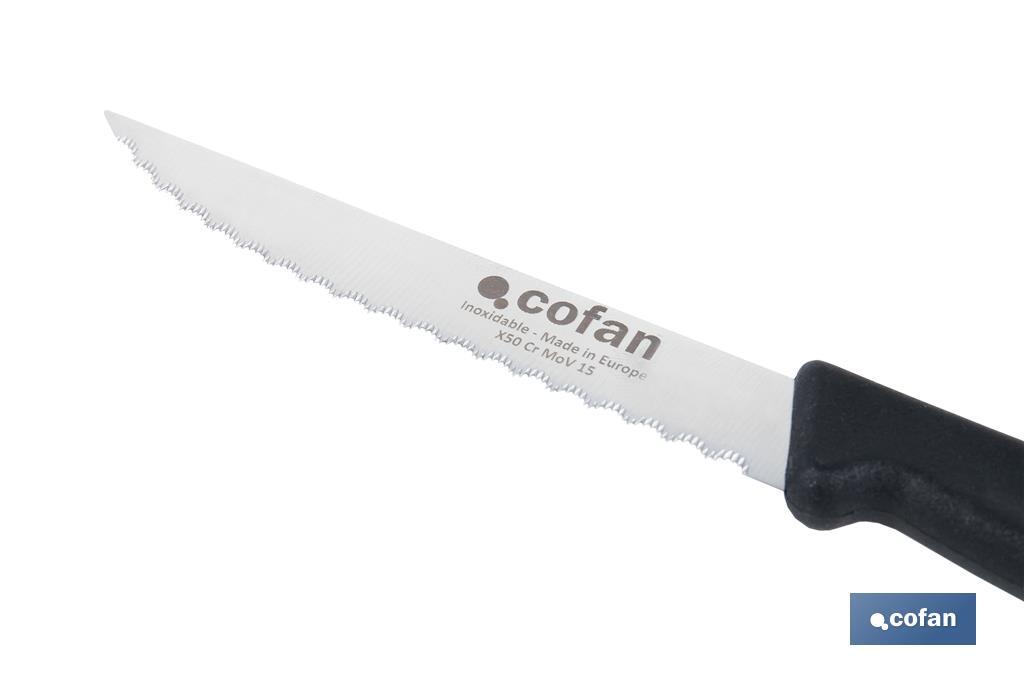 Pack de 25 cuchillos de cocina microdentados | Mango ergonómico | Hoja inoxidable de 10,5 cm - Cofan