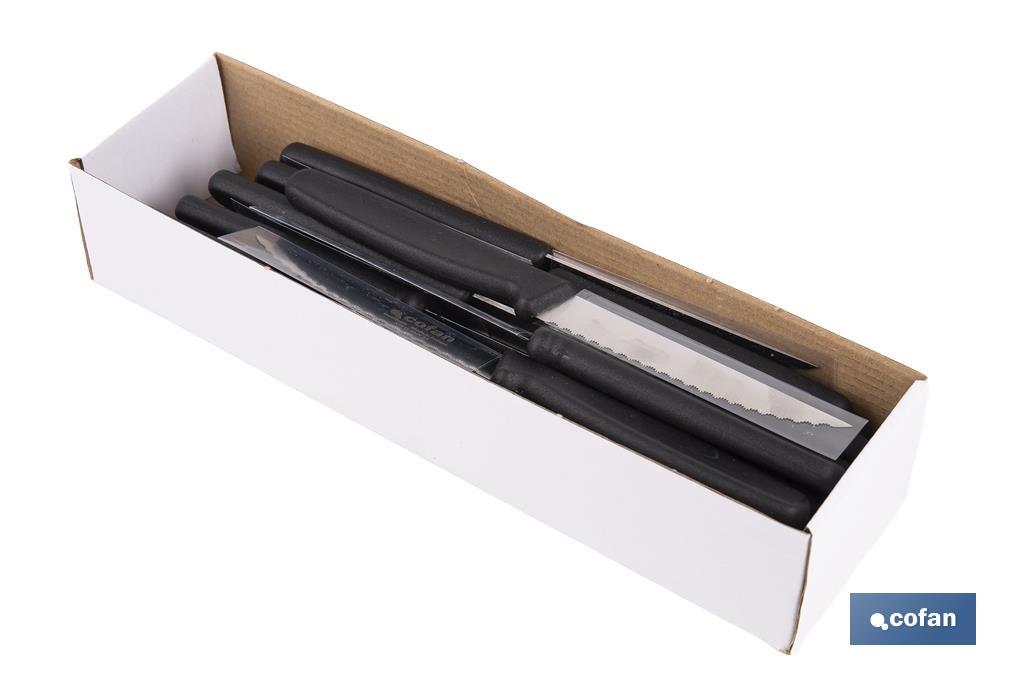 Pack de 25 cuchillos de cocina microdentados | Mango ergonómico | Hoja inoxidable de 10,5 cm - Cofan