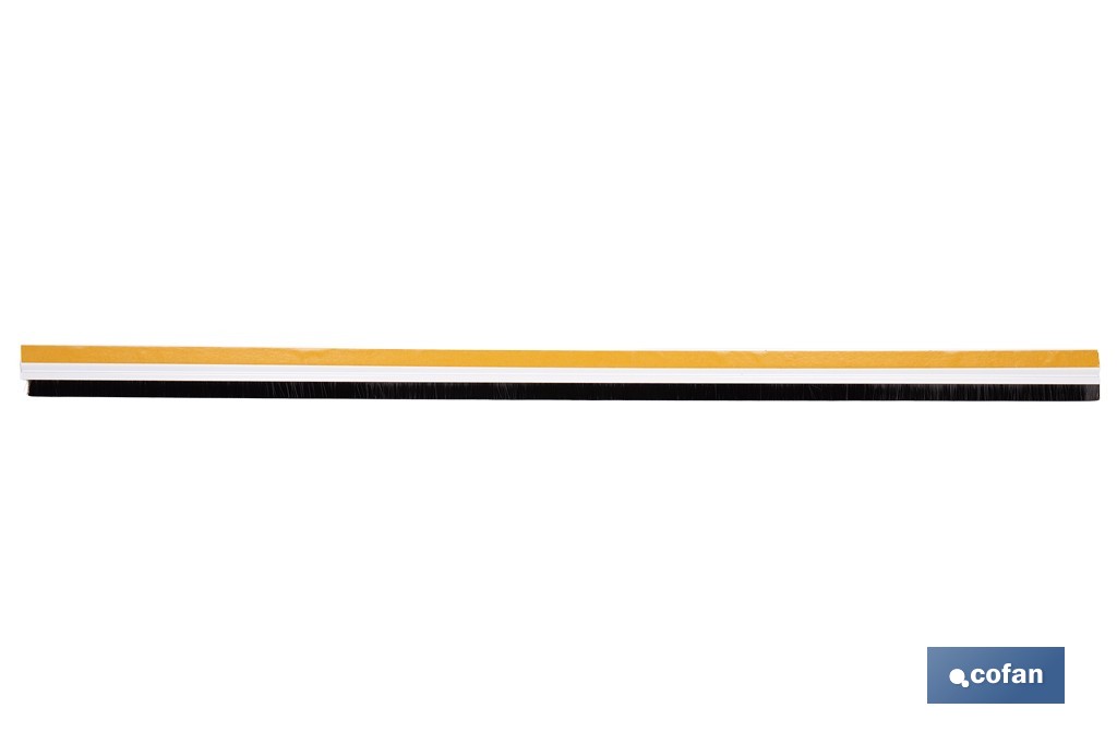 Burlete adhesivo de aluminio con cepillo | Longitud de 92 cm | Disponible en diferentes acabados - Cofan