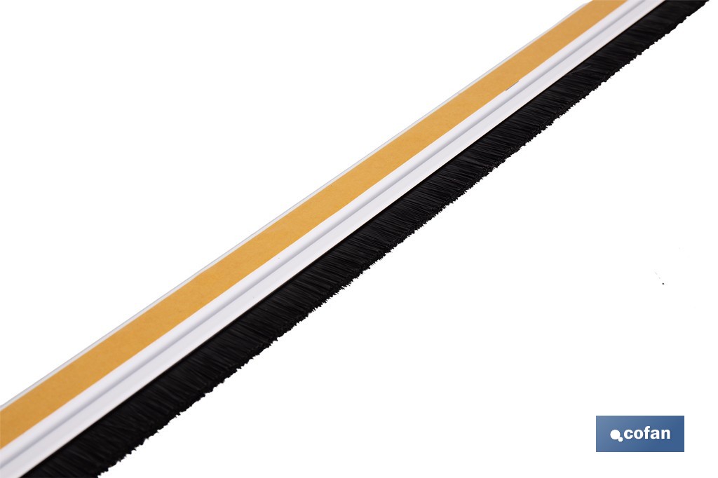 Burlete adhesivo de aluminio con cepillo | Longitud de 92 cm | Disponible en diferentes acabados - Cofan