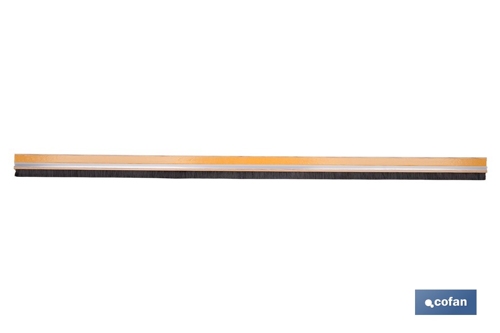 Burlete adhesivo de aluminio con cepillo | Longitud de 92 cm | Disponible en diferentes acabados - Cofan