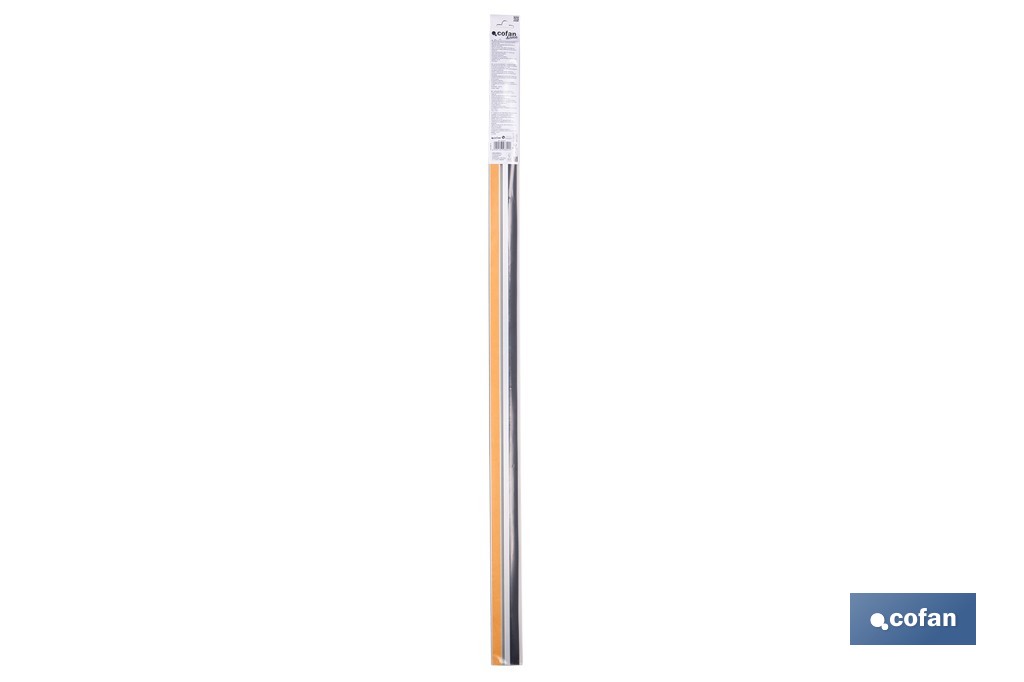 Burlete adhesivo de aluminio con labio de goma | Longitud de 105 cm | Disponible en diferentes acabados - Cofan