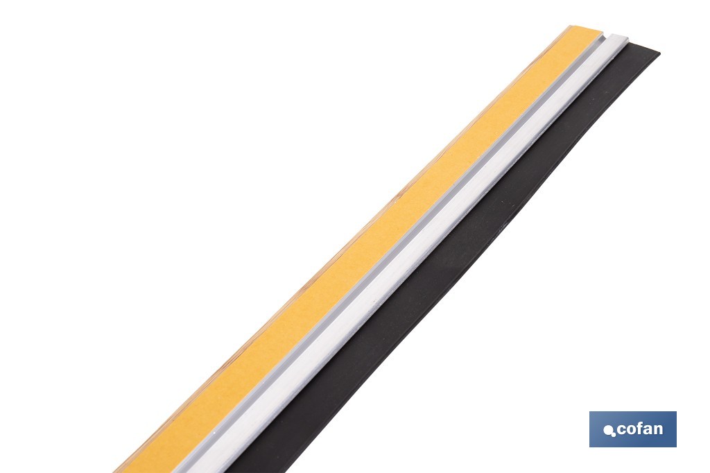 Burlete adhesivo de aluminio con labio de goma | Longitud de 105 cm | Disponible en diferentes acabados - Cofan