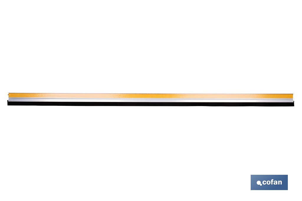 Burlete adhesivo de aluminio con labio de goma | Longitud de 105 cm | Disponible en diferentes acabados - Cofan