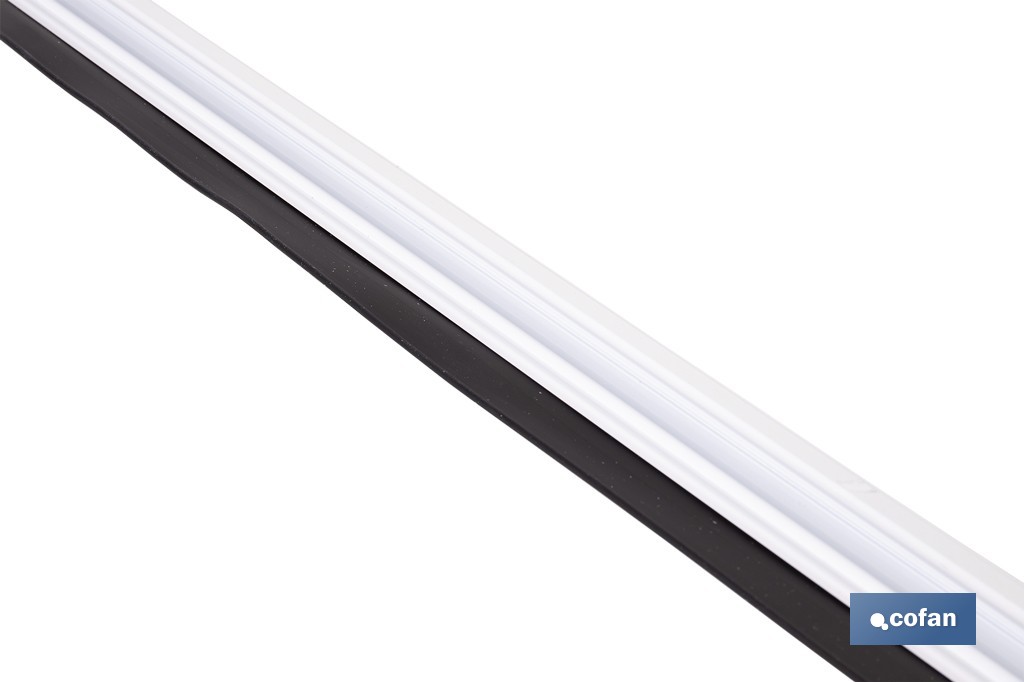 Burlete basculante de aluminio con labio de caucho | Longitud de 93 cm | Disponible en diferentes acabados - Cofan