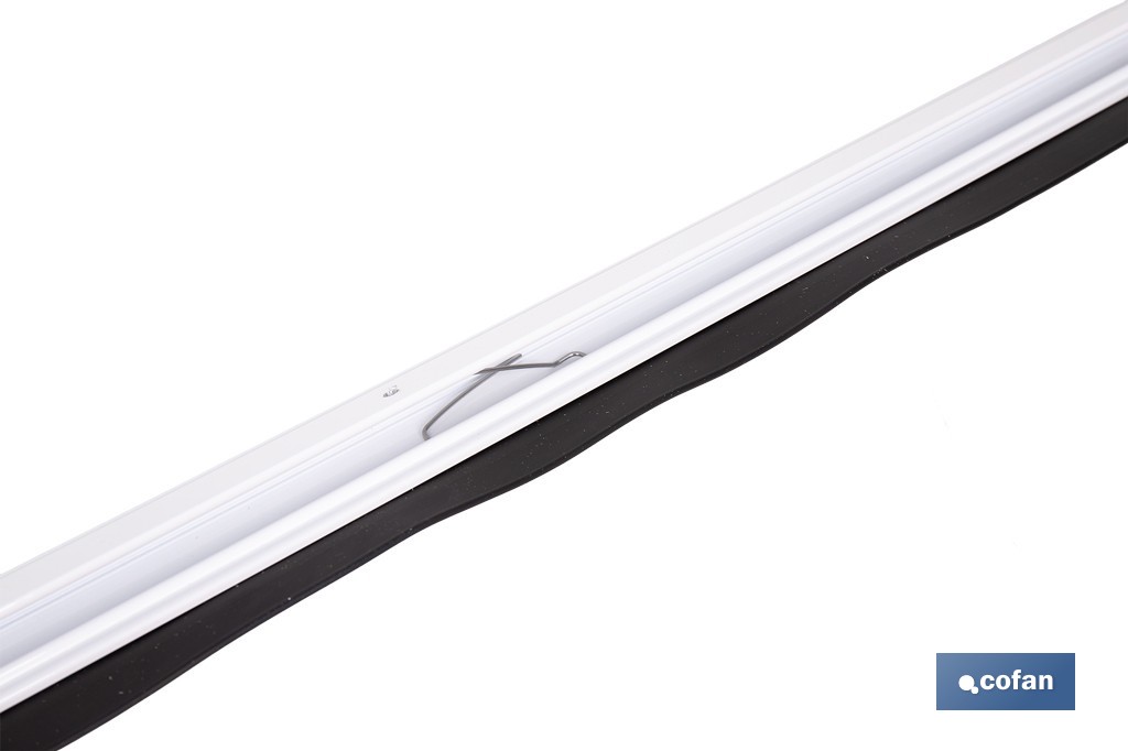 Burlete basculante de aluminio con labio de caucho | Longitud de 93 cm | Disponible en diferentes acabados - Cofan