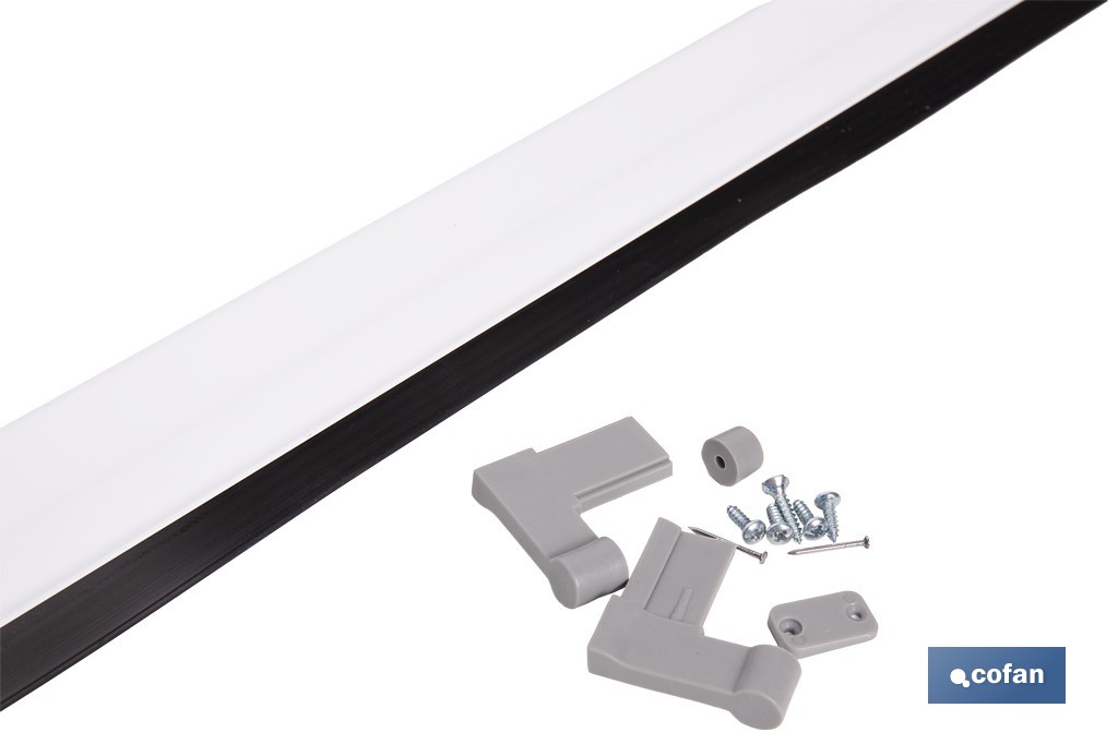 Burlete basculante de aluminio con labio de caucho | Longitud de 93 cm | Disponible en diferentes acabados - Cofan
