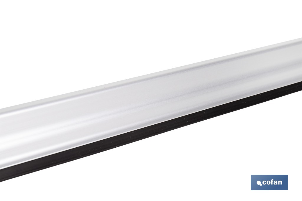 Burlete basculante de aluminio con labio de caucho | Longitud de 93 cm | Disponible en diferentes acabados - Cofan