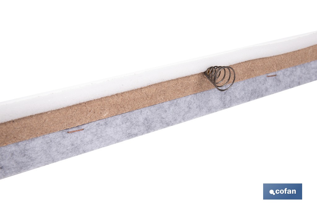 Burlete basculante de madera sostenible | Fijación mediante bisagra | Longitud de 91,5 cm | Disponible en diferentes acabados - Cofan