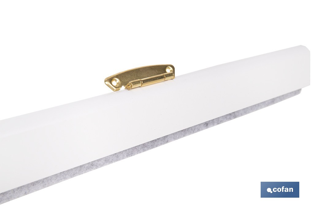 Burlete basculante de madera sostenible | Fijación mediante bisagra | Longitud de 91,5 cm | Disponible en diferentes acabados - Cofan