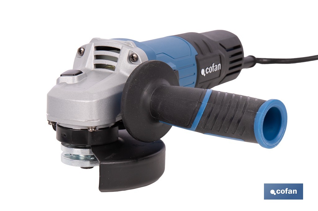 Amoladora angular eléctrica 750 W Ø115 mm 11000 rpm | Mango auxiliar con 2 posiciones y sistema antivibración | Ligera, potente y segura - Cofan