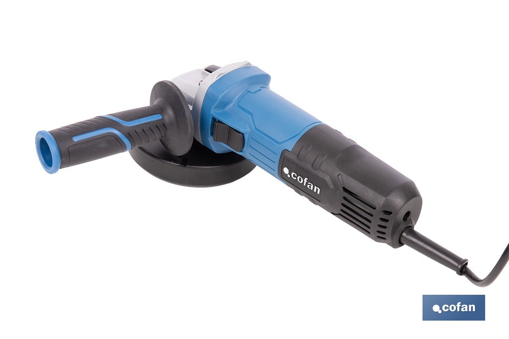 Amoladora angular eléctrica 750 W Ø115 mm 11000 rpm | Mango auxiliar con 2 posiciones y sistema antivibración | Ligera, potente y segura - Cofan