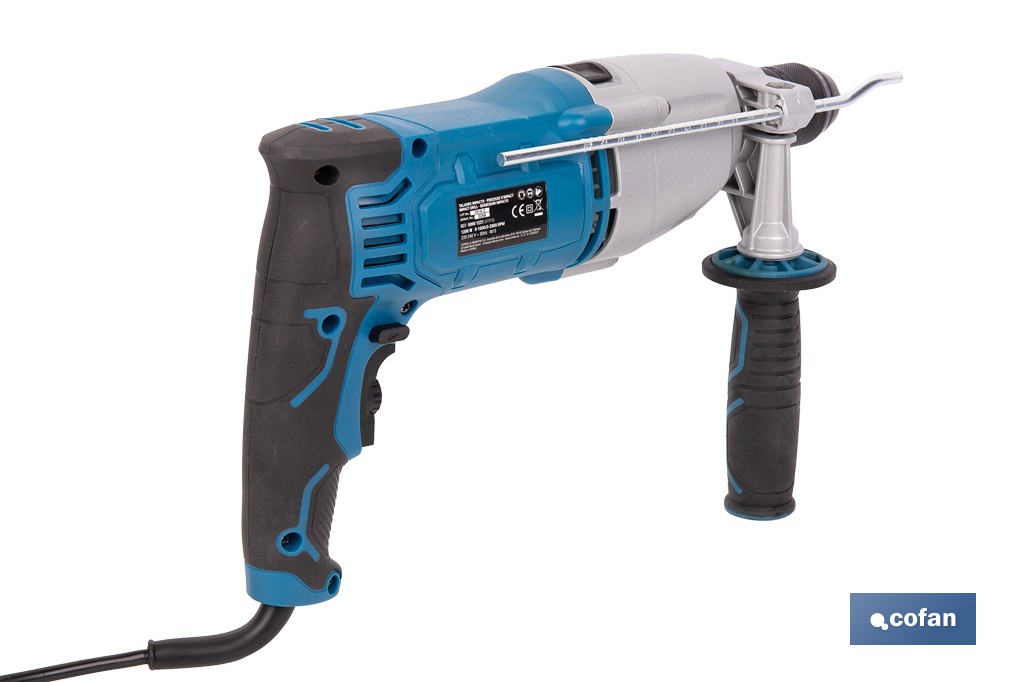 Taladro percutor eléctrica 1200 W con 2 velocidades, portabrocas automático 13 mm | Empuñadura multiposición y control de velocidad variable - Cofan