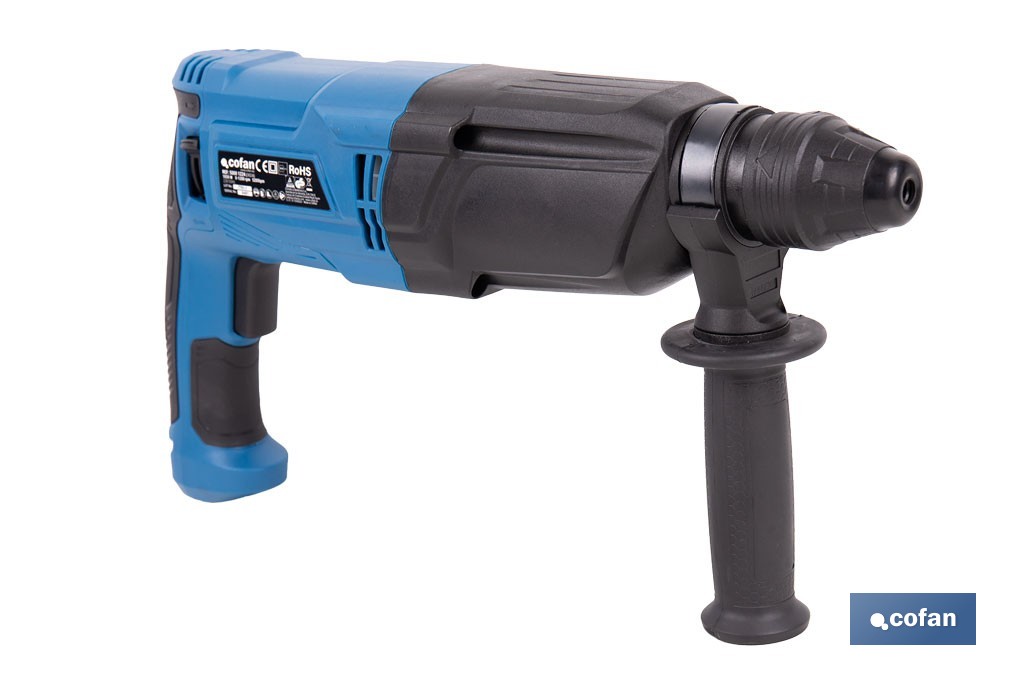 Taladro martillo perforador SDS-Plus | 1050 W, 5200 bpm con energía de impacto de 3,2 J | Accesorios incluidos - Cofan