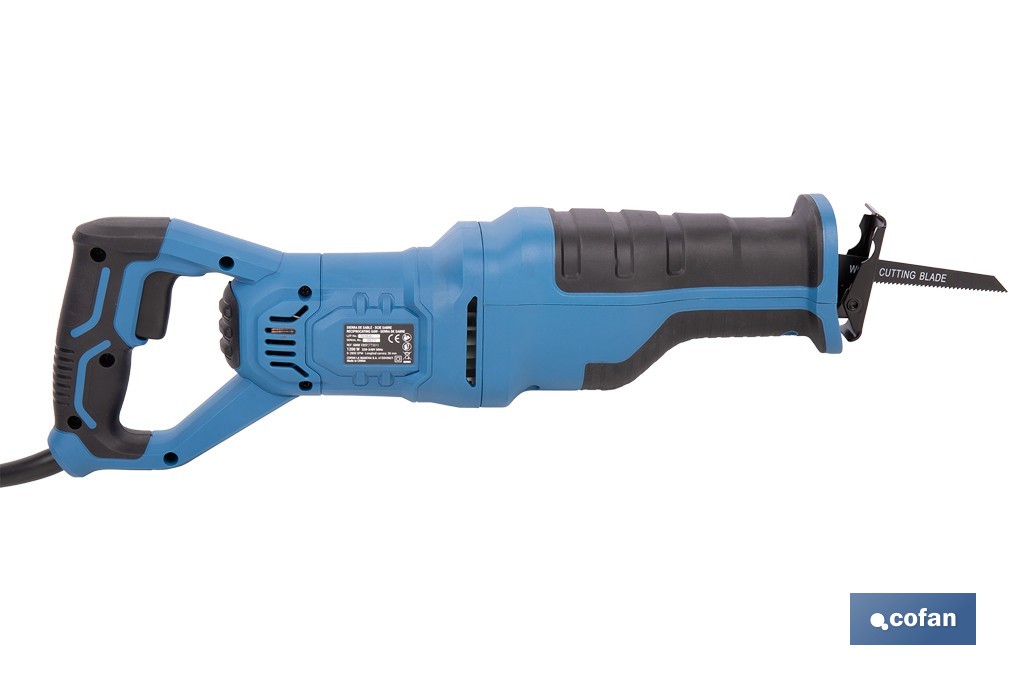 Sierra de sable eléctrica 1200 W 2800 rpm, acción pendular 4 posiciones | Control de velocidad variable, cambio de hoja sin herramientas - Cofan