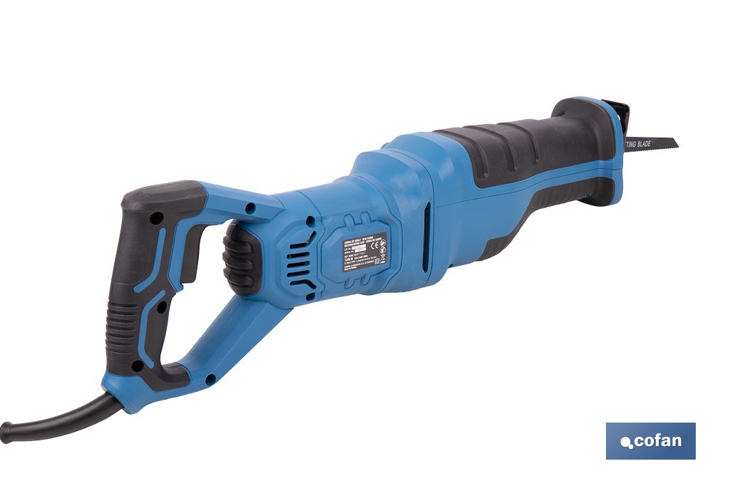 Sierra de sable eléctrica 1200 W 2800 rpm, acción pendular 4 posiciones | Control de velocidad variable, cambio de hoja sin herramientas - Cofan