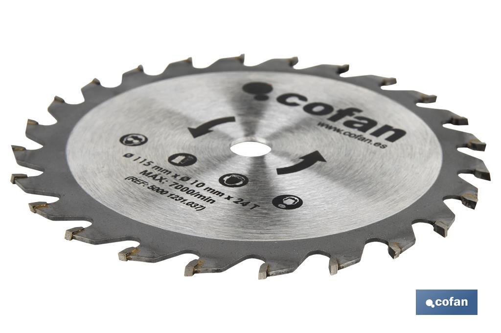 Mini sierra circular eléctrica | Tamaño Ø115mm para Cortar Madera, plásticos y metal blando | 705W Ø115mm - Cofan
