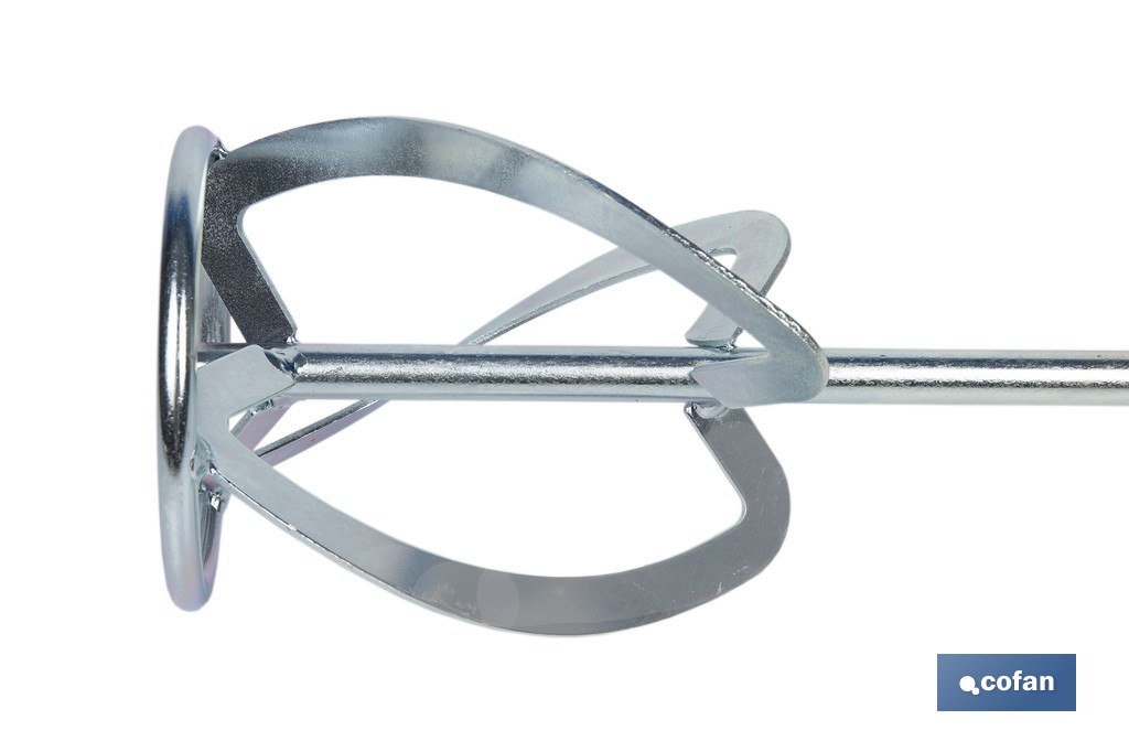 Vara misturadora argamassa | Acessório de mistura M14 | Adequada para misturar argamassa ou cimento | Comprimento: 600 mm | Disponível em diferentes diâmetros - Cofan