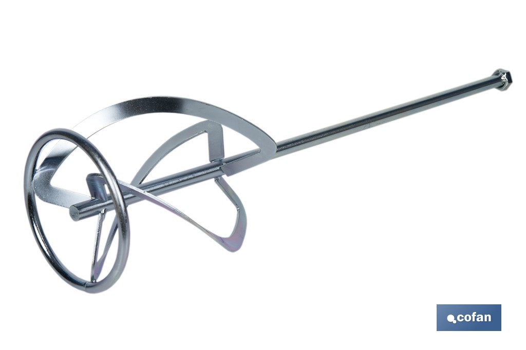 Vara misturadora argamassa | Acessório de mistura M14 | Adequada para misturar argamassa ou cimento | Comprimento: 600 mm | Disponível em diferentes diâmetros - Cofan