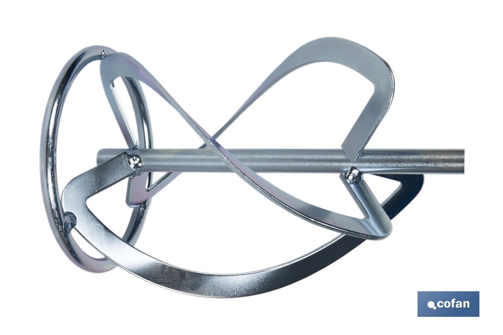 Vara misturadora argamassa | Acessório de mistura M14 | Adequada para misturar argamassa ou cimento | Comprimento: 600 mm | Disponível em diferentes diâmetros - Cofan