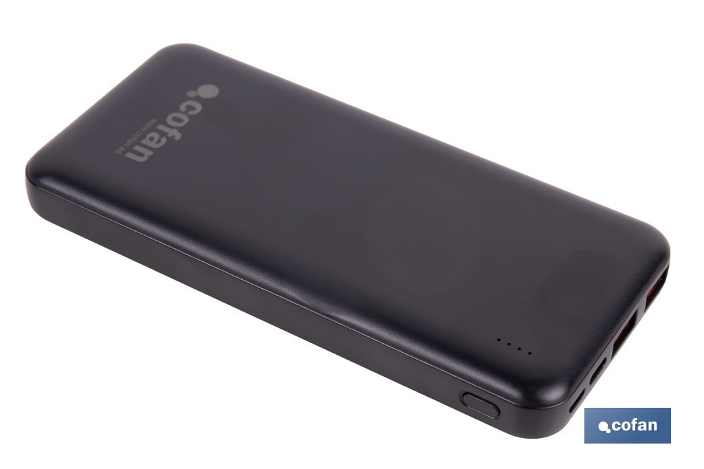 Batería externa portátil de 20 W con USB-A y USB tipo C | Power bank 10.000 mAh de polímero de litio 3,7 V - Cofan